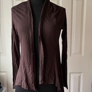 Ambiance Open-Front Draped Cardigan - Deep Brown